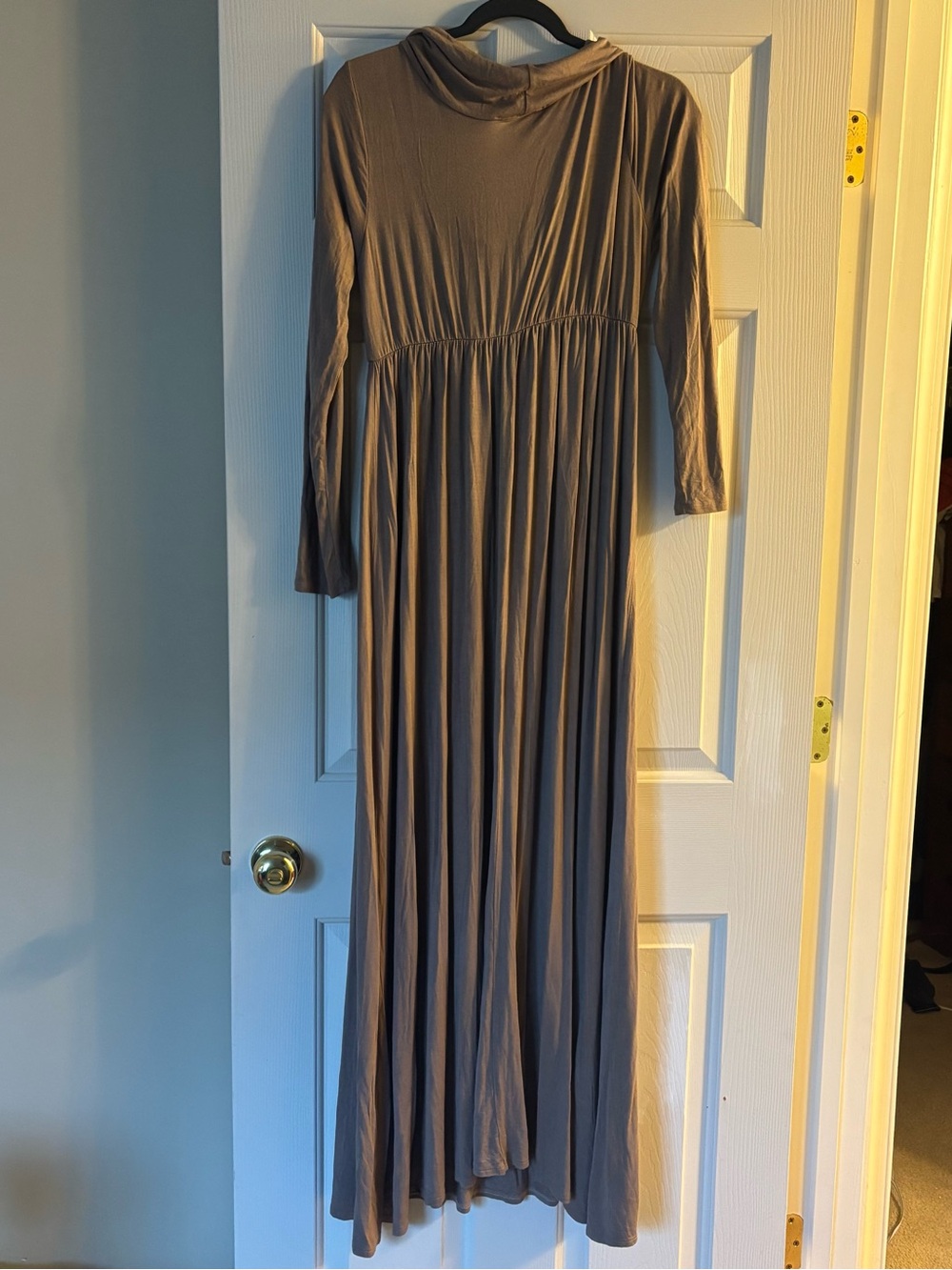 Mother Bee Maxi Cowl Neck Long Sleeve Brown Maternity Dress Gown Size Large - Picture 5 of 5